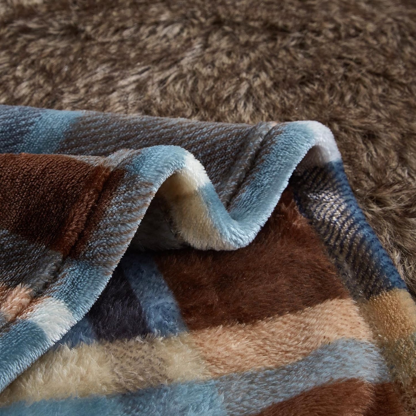 MERRYLIFE Throw Blanket Plaid Sherpa | Ultra-Plush Soft Colorful Oversized | Decorative Couch Travel Blanket | Queen Size(90" 90", Greenland)