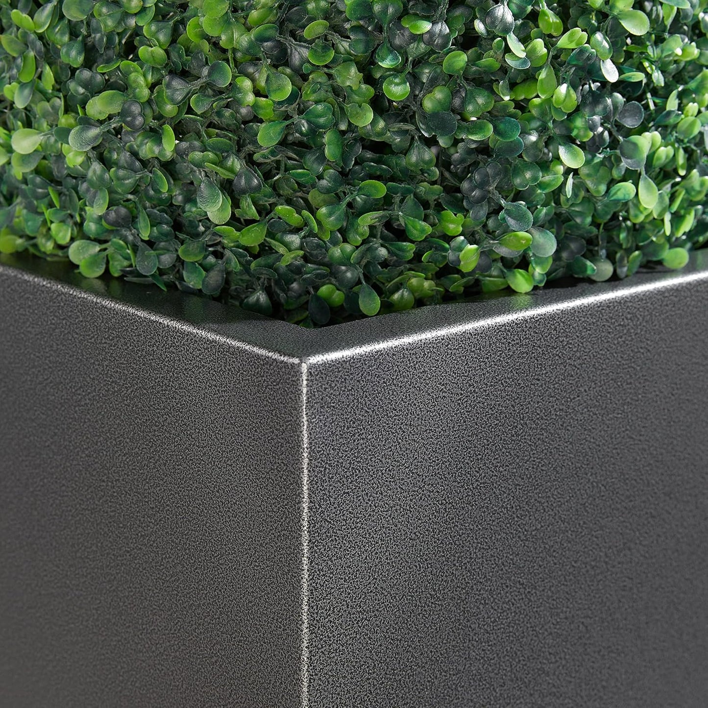 Metallic Heavy Tall Outdoor/Indoor Planter Box, Seamless Metal Planter, Rectangular, 14”Lx14”Wx30”H, 25 Pounds, Dark Gray, No Assembly, 1 Pack