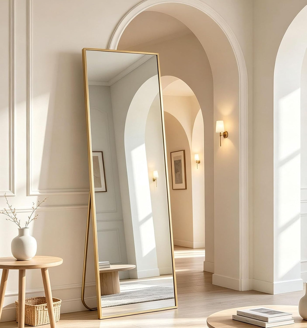 NEWBULIG 56"x15" Full Length Mirror, Full Body Floor Mirror, Gold