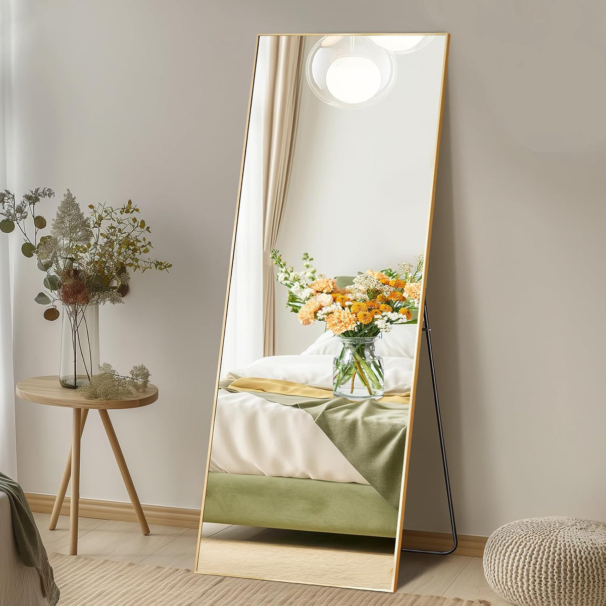 NEWBULIG 56"x15" Full Length Mirror, Full Body Floor Mirror, Gold